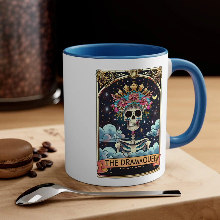 Accent Coffee Mug, The drama queen tarot skeleton funny mystical fortune art portrait coffee hot tea everyday beverage cup The Aurora Touch