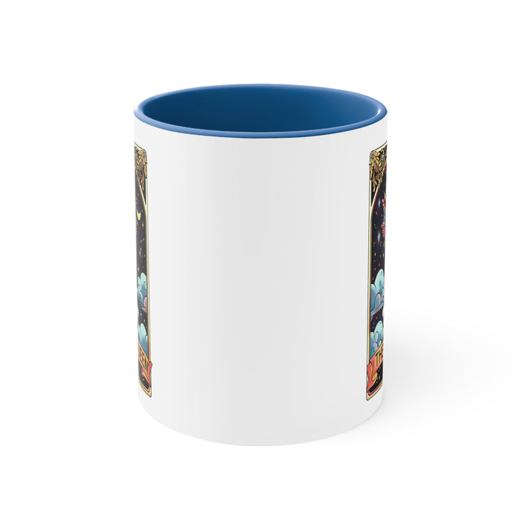 Accent Coffee Mug, The drama queen tarot skeleton funny mystical fortune art portrait coffee hot tea everyday beverage cup