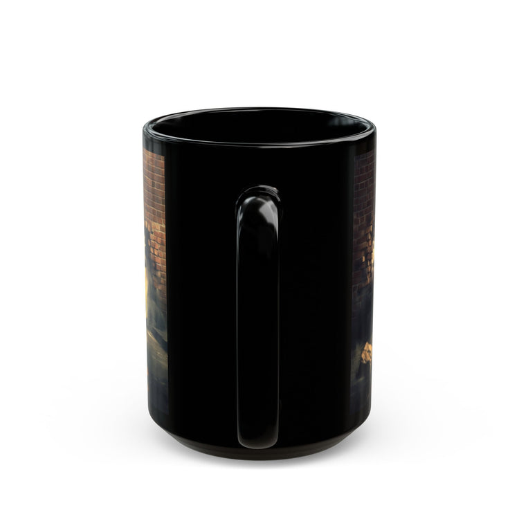 Black Mug (11oz, 15oz), Yellow Lamborghini exotic luxury fancy car custom portrait art design beverage cup