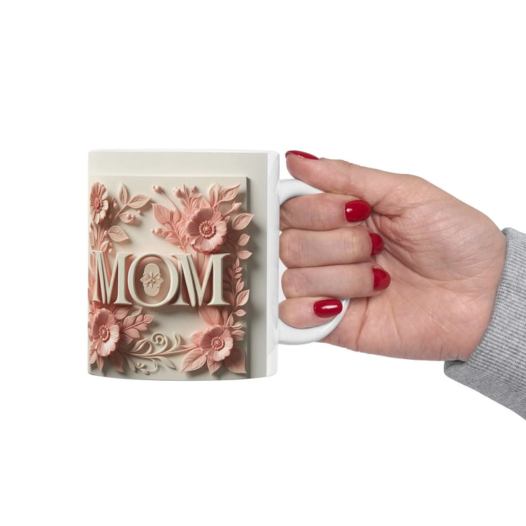 Ceramic Mug, 11oz, Beautiful Mother baby design coffee pastel flower two sided Mom 3D design coffee mug The Aurora Touch