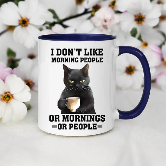 Accent Coffee Mug (11, 15oz), black cat sarcastic humorous saying everyday kitchen coffee tea color accent funny gift mug