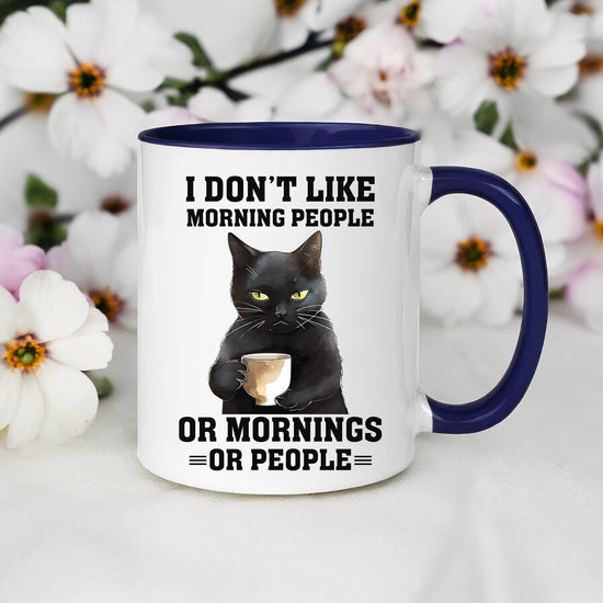 Accent Coffee Mug (11, 15oz), black cat sarcastic humorous saying everyday kitchen coffee tea color accent funny gift mug
