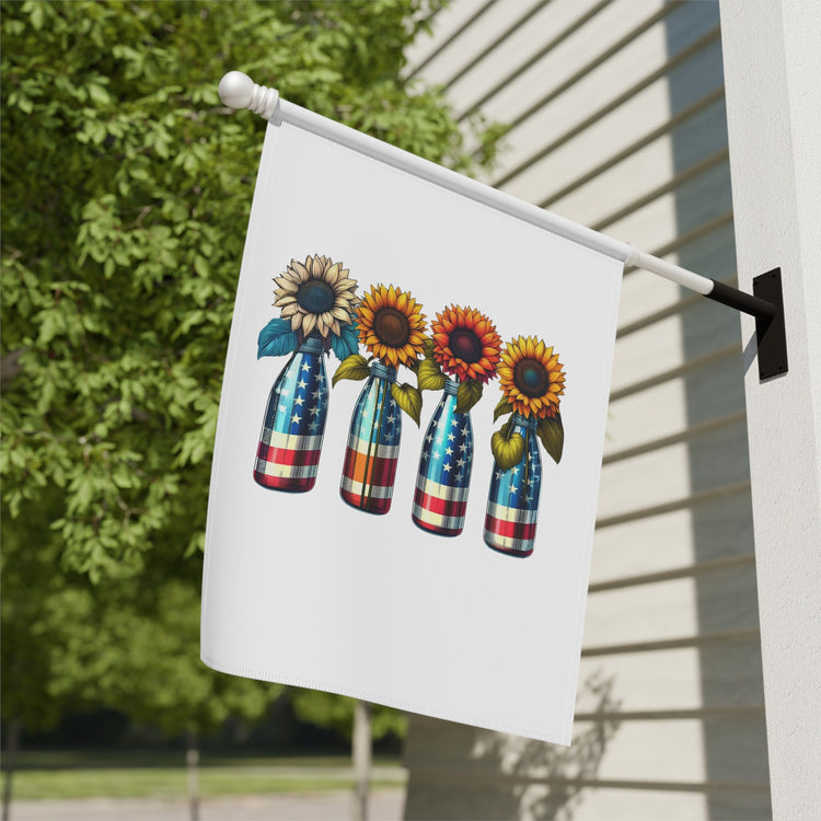 Garden & House Banner, patriotic US National sunflower flag design for outdoor stylish American garden decor