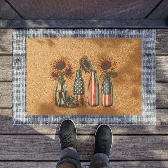 Doormat, USA custom outdoor decorative personalized natural sturdy outdoor floral decor personalized stepping mat The Aurora Touch