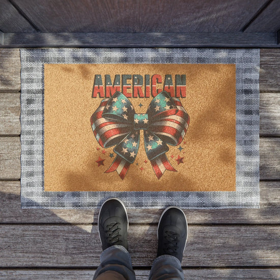Doormat, American Proud Independence Day welcoming front porch Summer style outside Home Decor The Aurora Touch