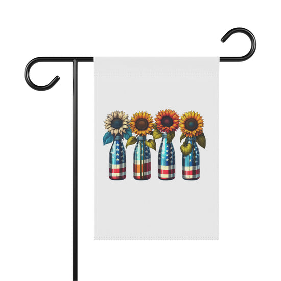 Garden & House Banner, patriotic US National sunflower flag design for outdoor stylish American garden decor