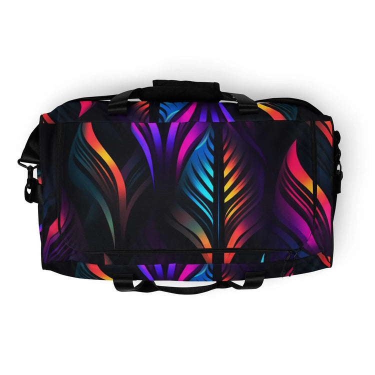 Duffle bag, sturdy durable unisex bright colorful neon modern day fashion gym travel errand bag The Aurora Touch