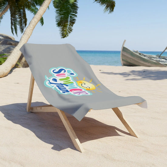 Beach Towel, Oversized Happy Sunny bright colorful Sand Beach Vacation Travel Towel