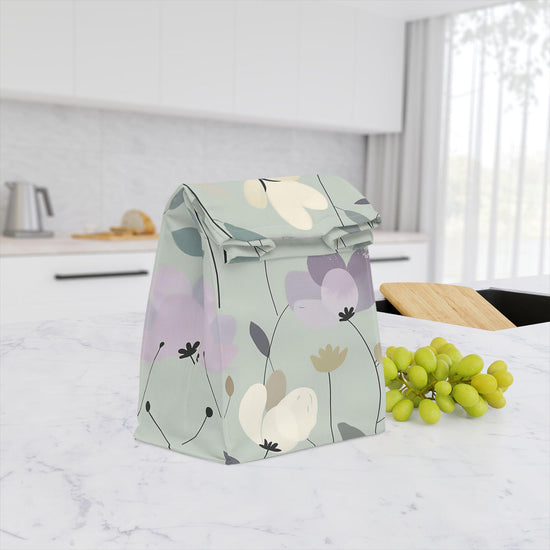 Bolsa de almuerzo de poliéster, fácil de abrir, con diseño floral, ideal para viajes, meriendas y comida, ideal para todas las edades.