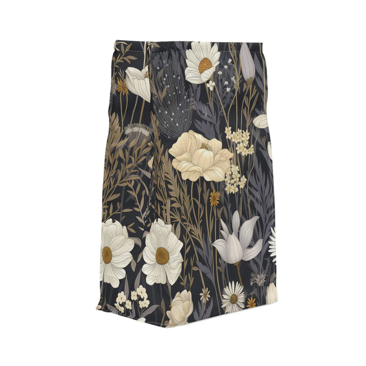 Polyester Lunch Bag, neutral wildflower floral all age work college highschool elementary nurse teacher snack lunch break sack The Aurora Touch