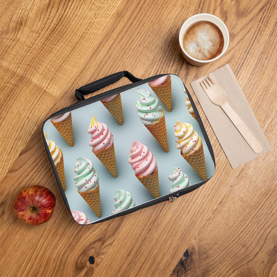 Bolsa de almuerzo, bonito y vibrante cono de helado colorido para el regreso a la escuela, informal, para uso diario, preescolar, jardín de infantes, primaria, suave y resistente lonchera