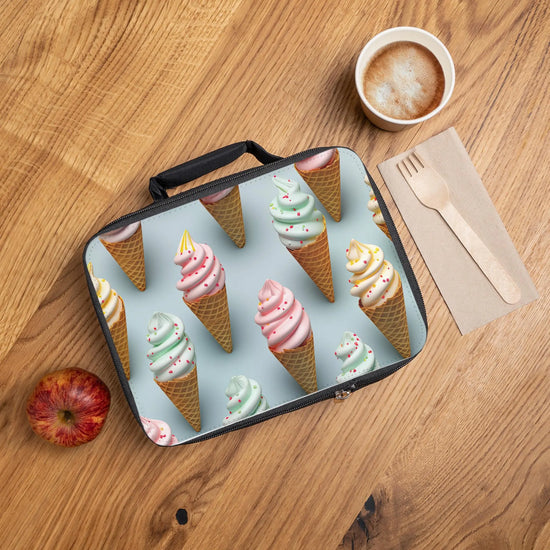 Lunch Bag, pretty vibrant colorful ice cream cone back to school everyday casual preschool kindergarten elementary soft sturdy lunch box The Aurora Touch