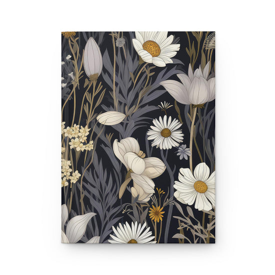 Hardcover Journal Matte, Floral all over print classy stylish back to school office home recipe writing class note taking book