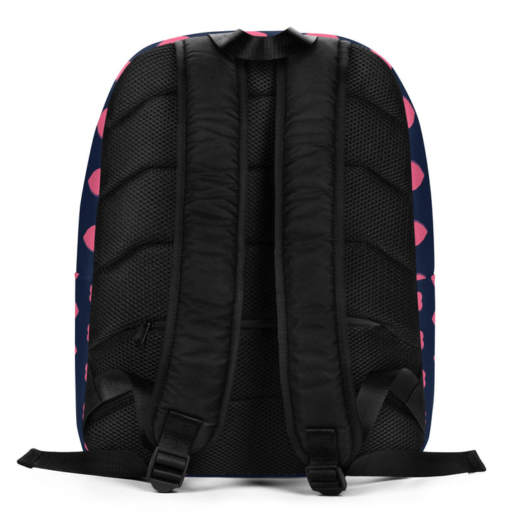 Minimalist Backpack, Navy Pink Hearts stylish back to school accessory all purpose carry bag The Aurora Touch
