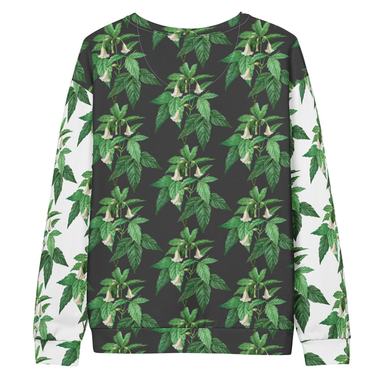 Unisex Sweatshirt, casual green white floral AOP designer stylish back to school wear to office smooth make a statement shirt