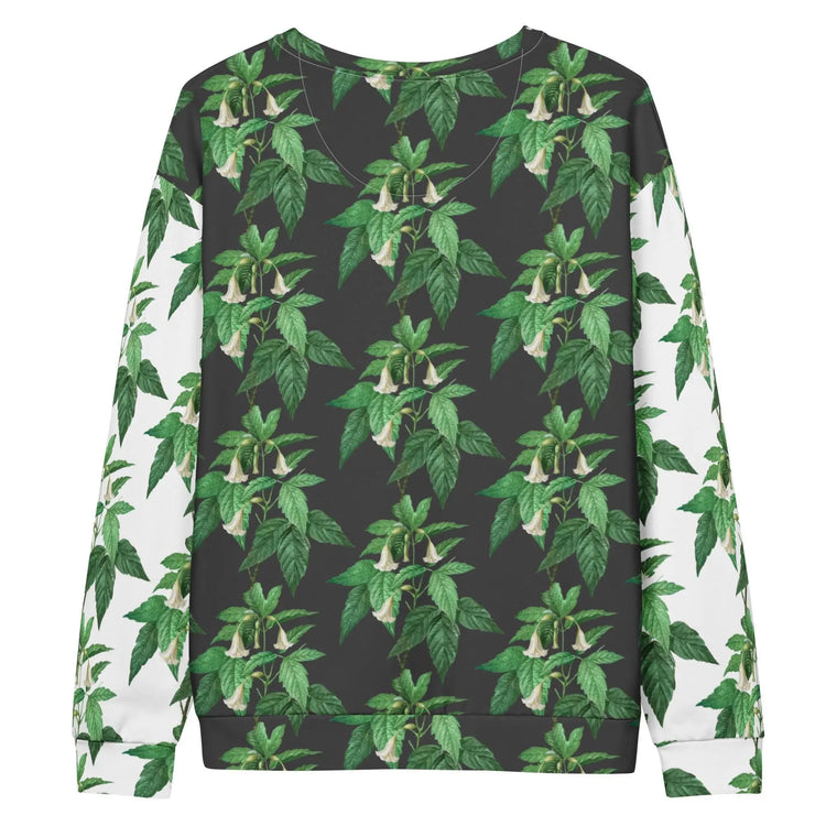 Unisex Sweatshirt, casual green white floral AOP designer stylish back to school wear to office smooth make a statement shirt