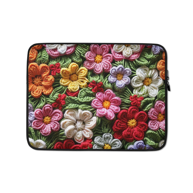 Laptop Sleeve, Bright floral crotchet simple fashion style back to school workplace everyday on the road computer ipad carrying case cover The Aurora Touch