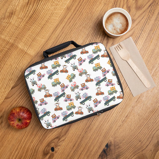 Lunch Bag, Elementary kindergarten preschool child cute animal car print everyday food snack carry lunch pail box The Aurora Touch