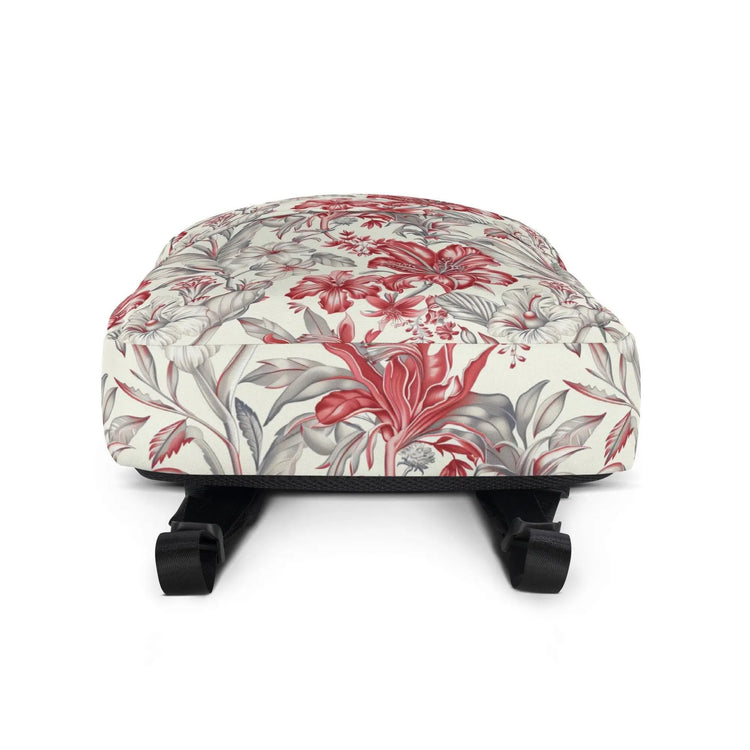 Backpack, Red floral boho print pattern everyday casual school work office stylish soft modern day all purpose ipad laptop notebook bag The Aurora Touch