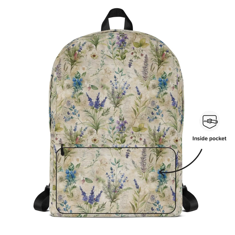 Backpack, Lavender Floral Pretty Pattern Design great for all age school individuals with Fashion Style The Aurora Touch