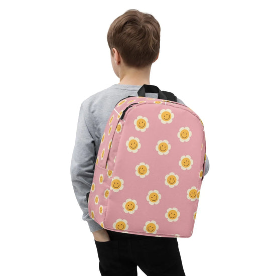 Minimalist Backpack, Kid Friendly elementary school age child custom daisy flower print every day Ipad computer pencil crayon carry tote bag The Aurora Touch