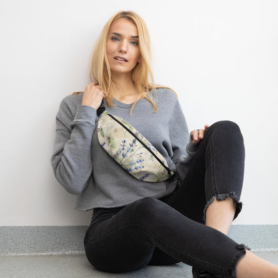 Fanny Pack, Lavendar floral pattern design all occasion roomy on the go accessory travel work school fun waistline pouch