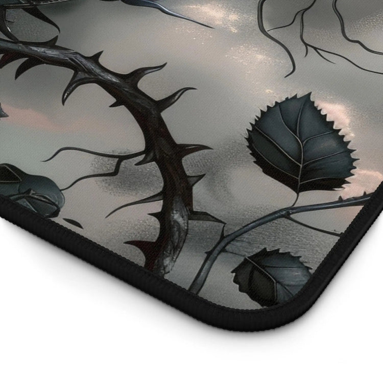 Desk Mat, Bats and Roses cool gothic style red rose black thorn design dorm work office home keypad mouse desk pad great for student