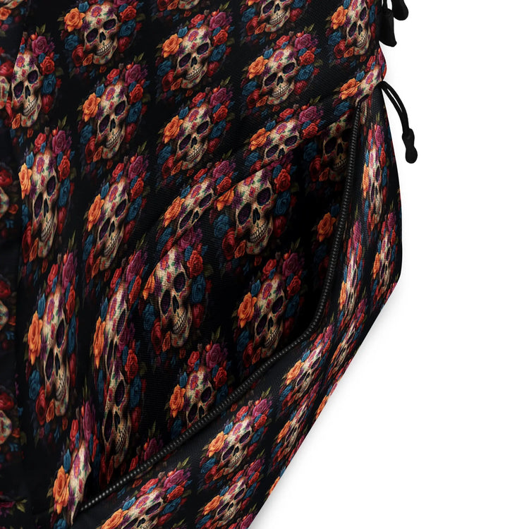 Backpack, Day of the dead Dia de los muertos sugar floral colorful sugar skull school work travel fashion everyday casual holiday attire