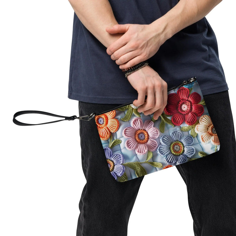 Crossbody bag, Bright floral print pattern design casual simple makeup cell phone wallet everyday wear hand purse bag The Aurora Touch