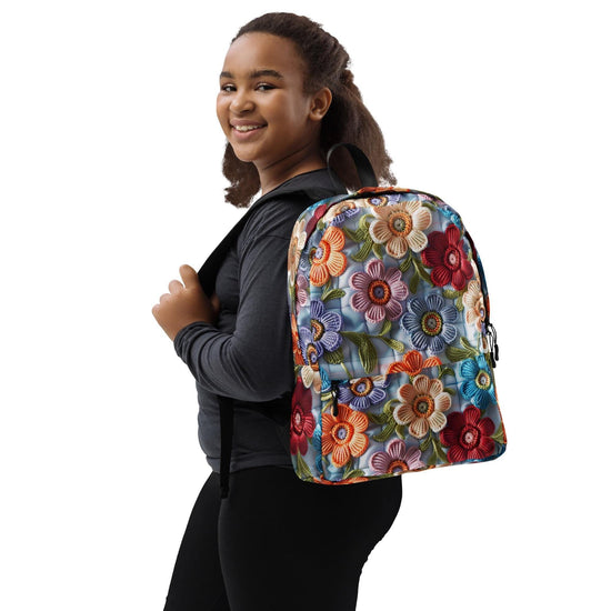 Vibrant 3D Floral Crotchet All over Print Design Versatile Backpack