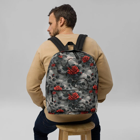 Backpack, Gothic red rose black thorn dark color stylish back pack carrying case The Aurora Touch