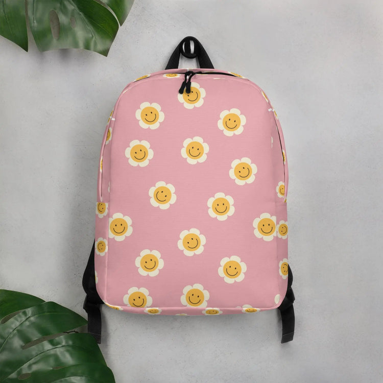 Minimalist Backpack, Kid Friendly elementary school age child custom daisy flower print every day Ipad computer pencil crayon carry tote bag The Aurora Touch