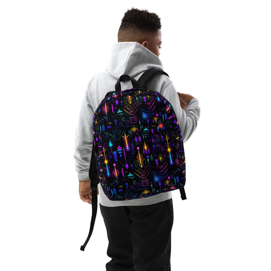 Minimalist Backpack, bright colorful digital festival student fashion school all purpose backpack The Aurora Touch