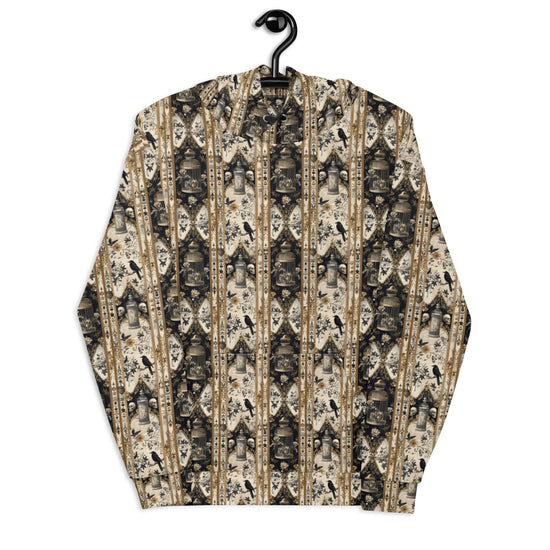 Sudadera con capucha cálida y acogedora para hombre con temática gótica mística de vacaciones de otoño con estampado integral, informal, vibrante, relajada y cálida