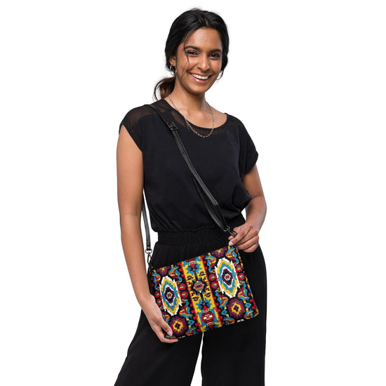 Crossbody bag, Unisex casual tribal colorful pattern fashion design ideal for everyday casual school business conference meeting purse