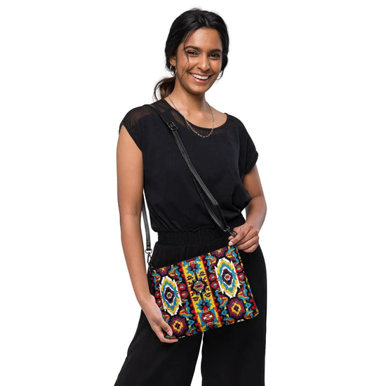 Crossbody bag, Unisex casual tribal colorful pattern fashion design ideal for everyday casual school business conference meeting purse The Aurora Touch