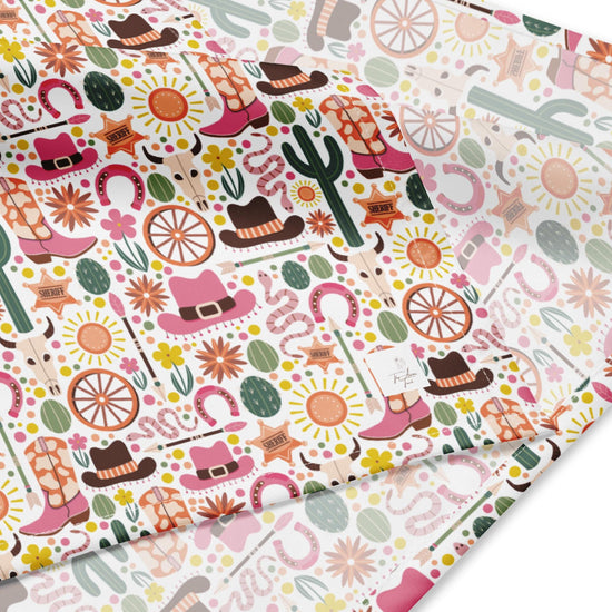 All-over print bandana, Cowboy country theme pattern stylish doggie lightweight pet scarf for lovable pet family member