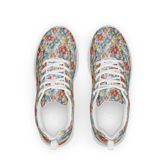 Women’s athletic shoes, light color crotchet print pattern design hand crafted fashion style casual soft pretty everyday comfy sporty shoe The Aurora Touch