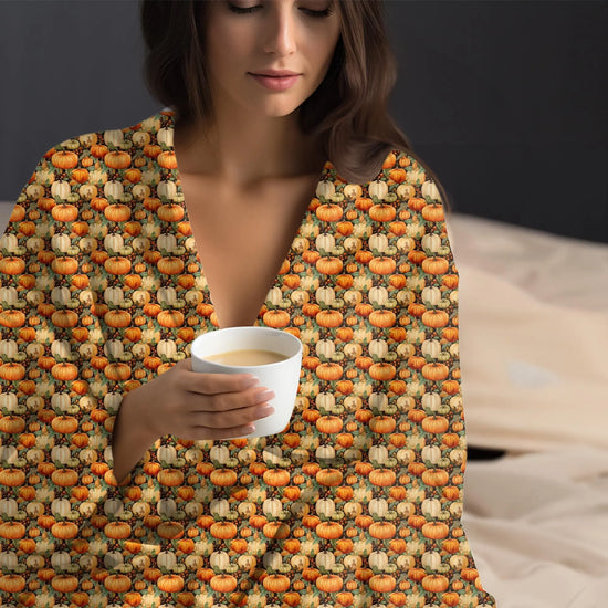 Throw Blanket, Thanksgiving pumpkin all over pattern classy simple soft smooth comfy silky bed couch travel TV watching seasonal throw The Aurora Touch