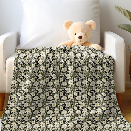 Throw Blanket, Floral all over print pattern soft velveteen relax couch bed travel stylish eye catching decorative chair gift throw.