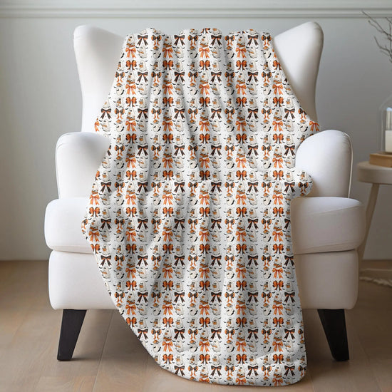 Fall Halloween croquet Throw Blanket home couch living room bedroom casual room cozy warm stylish soft fleece great for gift The Aurora Touch