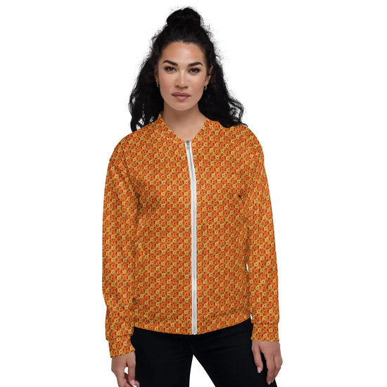 Unisex Bomber Jacket, women men orange crotchet all over print stylish design casual modern day special event every day designer clothing The Aurora Touch