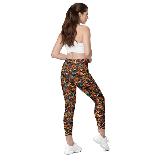 Autumn Floral Leggings with Pockets - Workout and Casual Wear The Aurora Touch