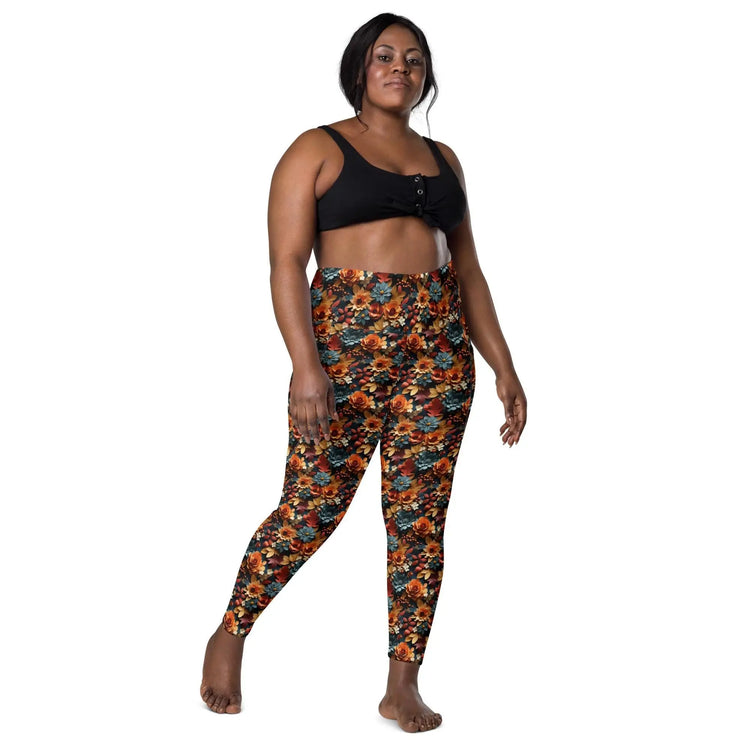 Autumn Floral Leggings with Pockets - Workout and Casual Wear The Aurora Touch