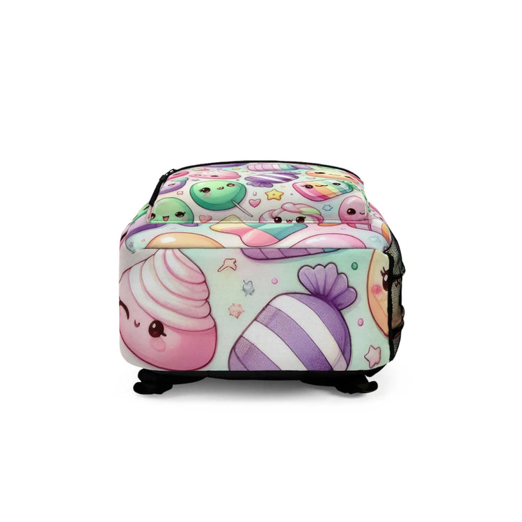 Backpack, pastel kawaii candy pattern back to school kids colorful ipad laptop crayons pencil everyday travel cute carry on bus bag The Aurora Touch