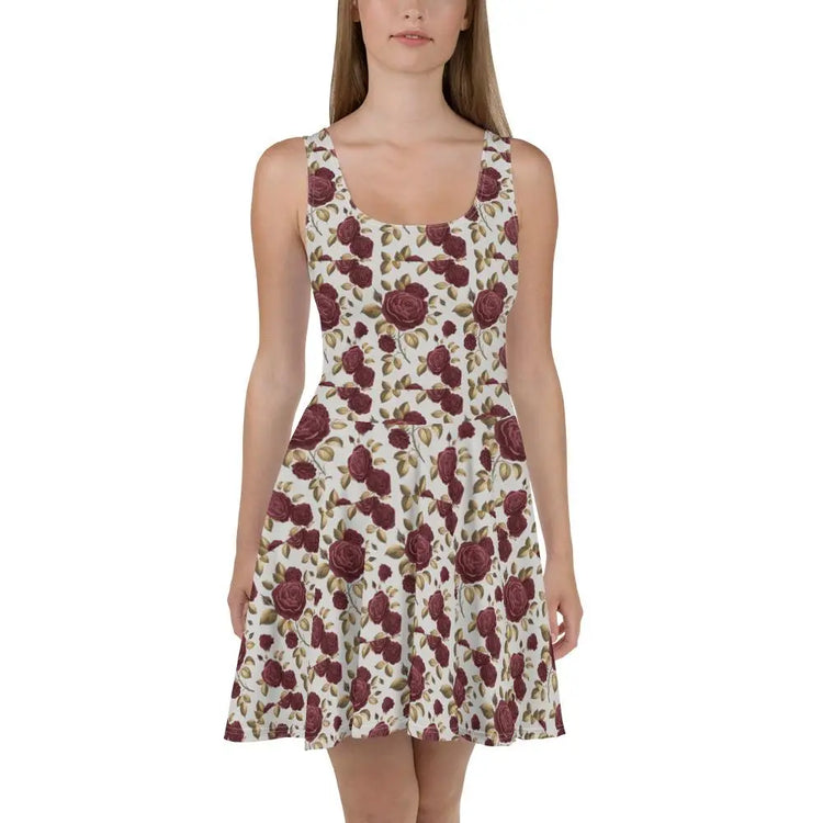 Floral Skater Dress all over print pattern feminine stylish holiday dinner casual date runway classy female wear The Aurora Touch