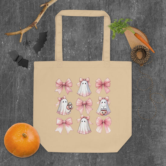 Halloween pink croquet Eco Tote stylish everyday use college accessory carry all bag cute novelty ghost design trick or treat candy pouch The Aurora Touch