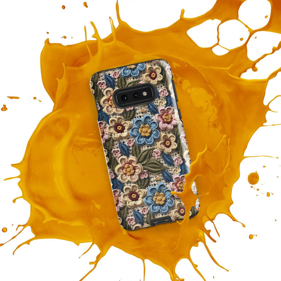 Tough case for Samsung®, floral crotchet AOP pattern design android hard sturdy phone stylish protection cover case for everyday use