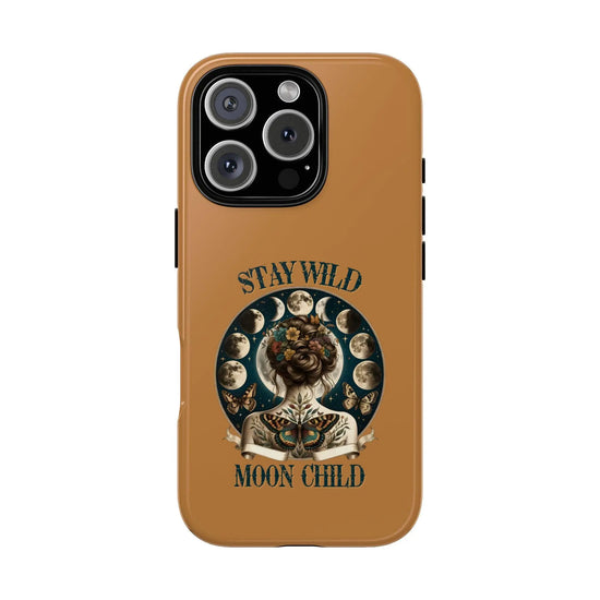 Tough Cases, Stay Wild Moon Child hard cover Iphone Shell, Celestial Spiritual Divine Heavenly cell phone decor