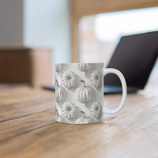 Elegant White Pumpkin Mug for Fall Decor, Cozy Drinkware, Autumn Gift, Seasonal Kitchenware, Thanksgiving Table Accent The Aurora Touch